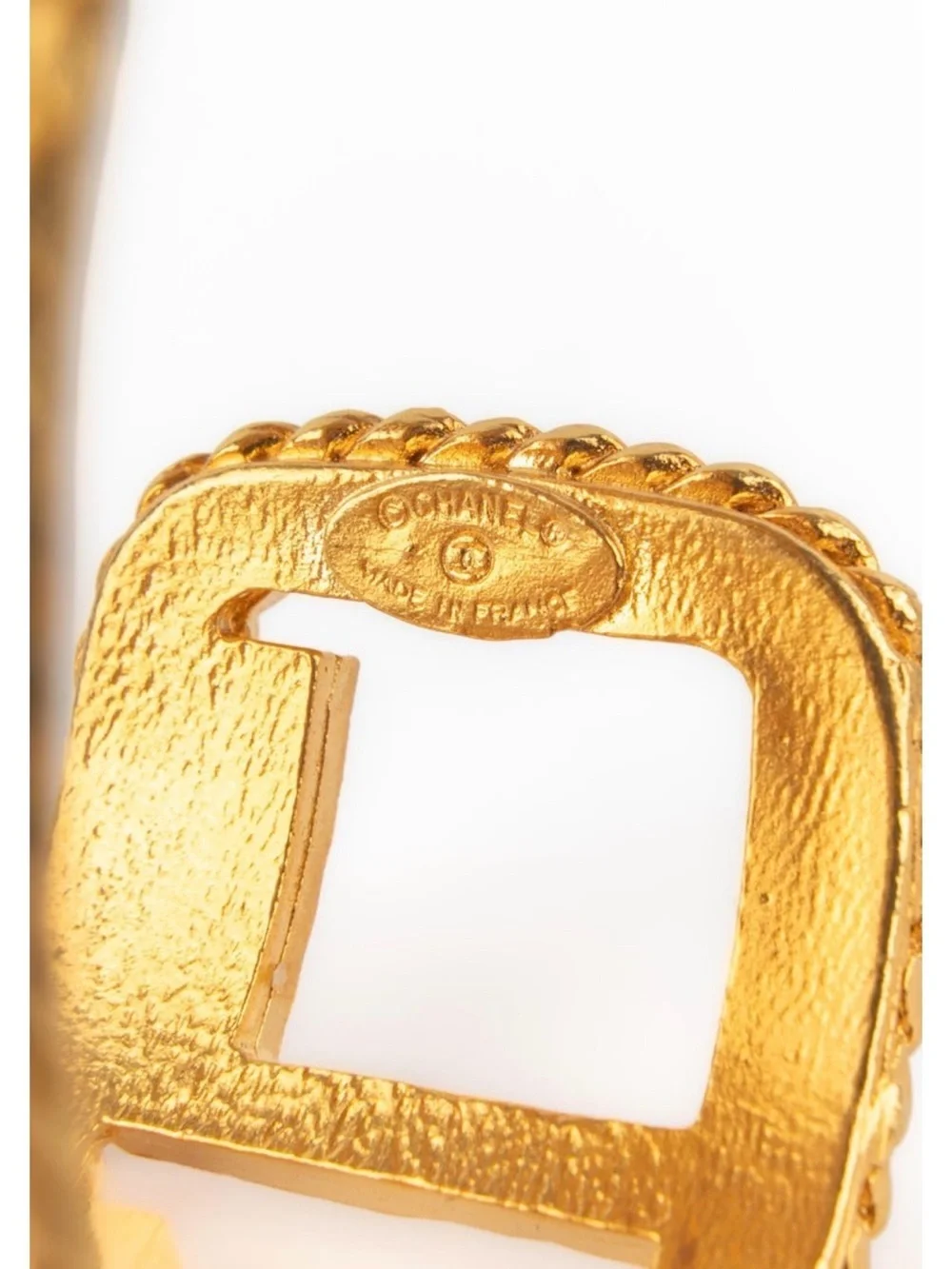 CHANEL spellout Vintage 1980s 24kgp Crystal Logo Cuff Bracelet